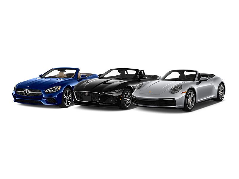 Porsche 911 Coupe and Cabriolet, Jaguar F-Type SVR Coupe, Mercedes Benz SL400/550
