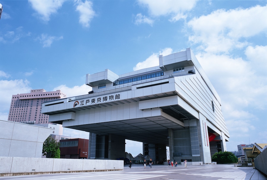 Edo-Tokyo Museum with its unique elevated warehouse design in Tokyo.