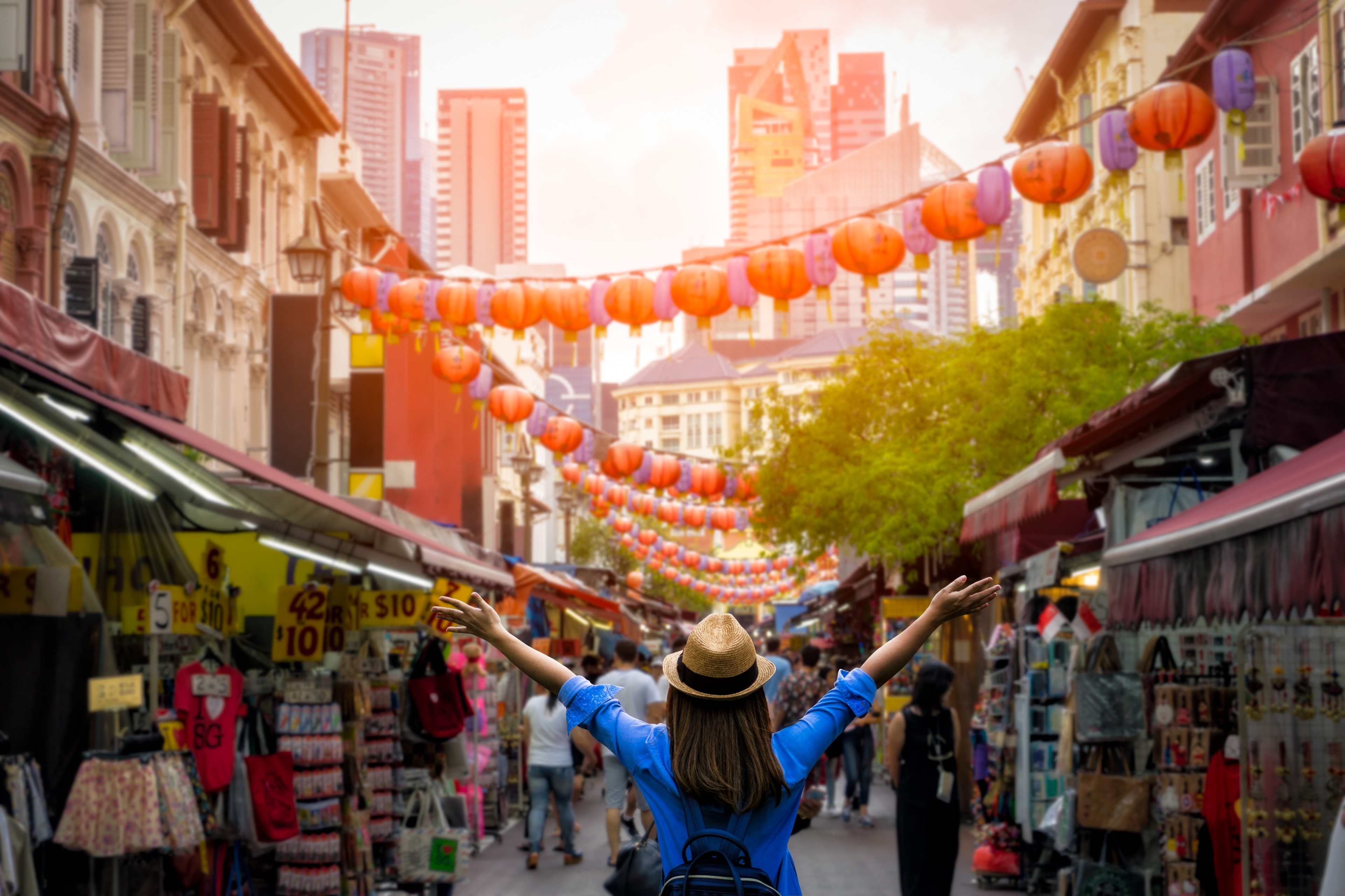 Rua Nobre Do Clube Na Chinatown De Singapore Com Casas Coloridas