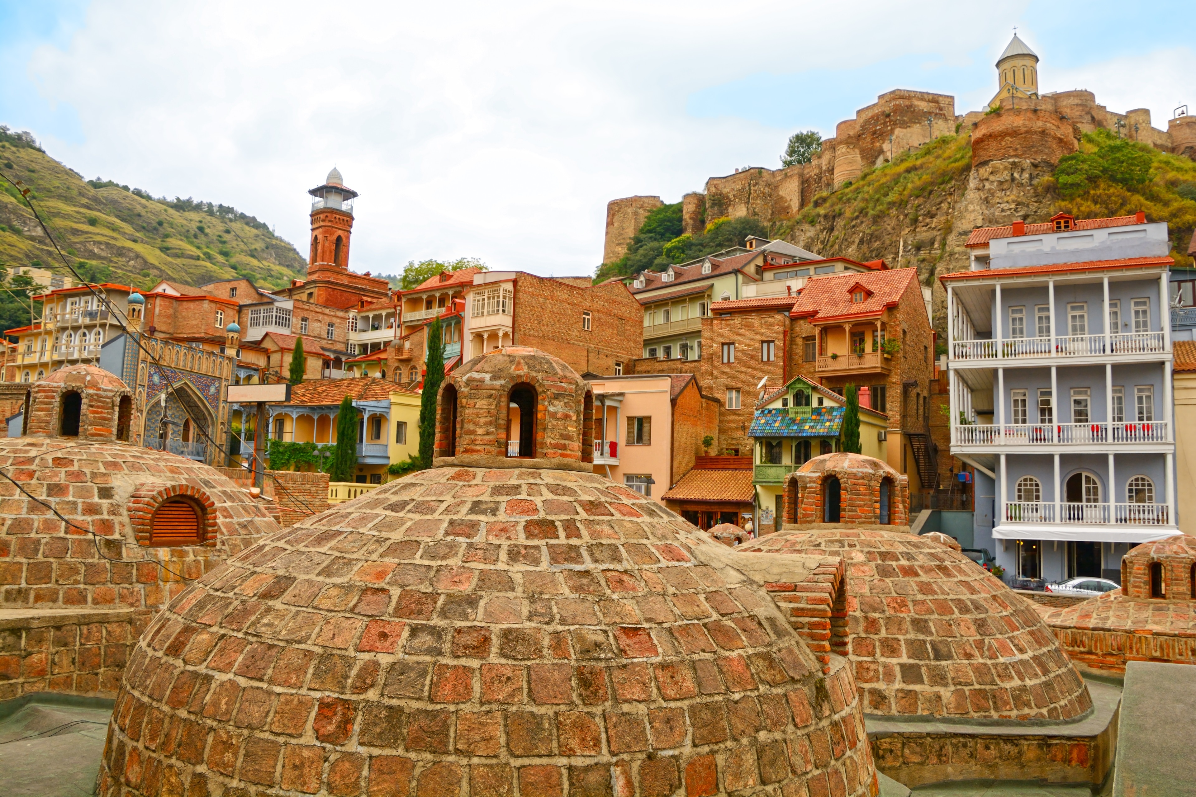 TBILISI, GEORGIA - Sep 24, 2019: A cluster of hotels near the old