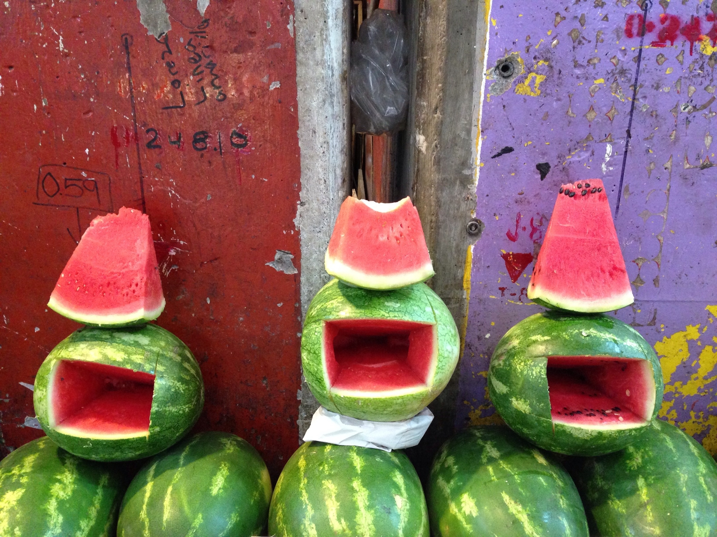Happy watermelons at central de abastos! #watermelons #happy #market #mexico 