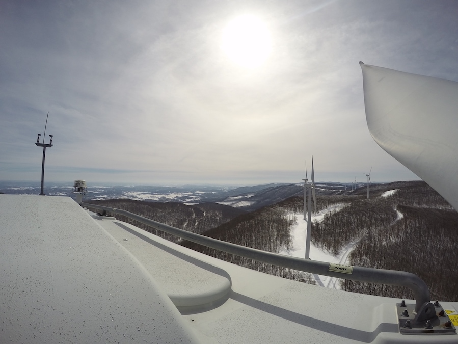 View from atop a wind turbine on Cold Knob.