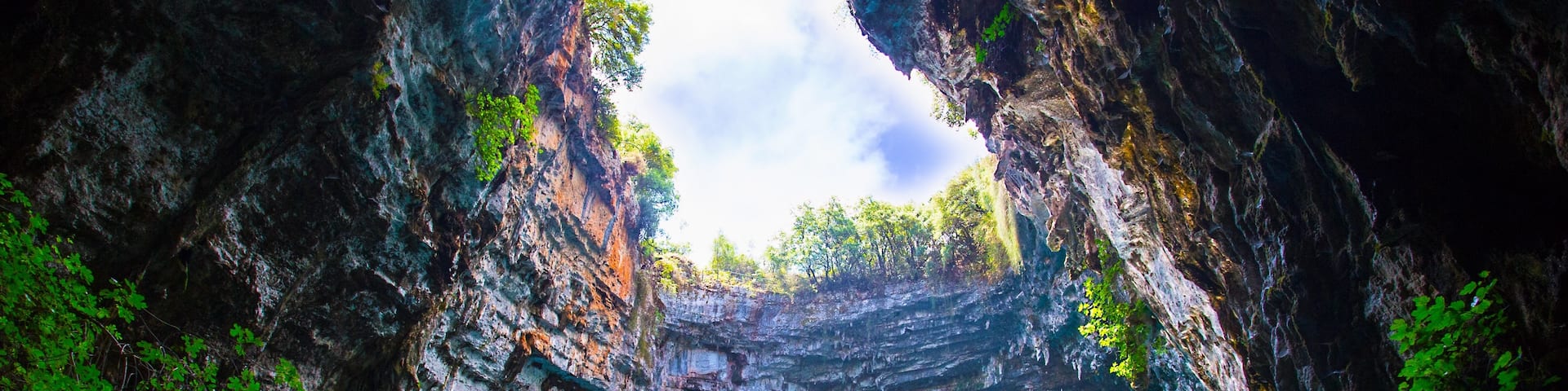 Melissani Lake is located in a cave near the town Sami, on Kefalonia island, Greece. 
Here water from the ground and sea meets and makes for some of the clearest water you'll ever see. 
#bvsblue