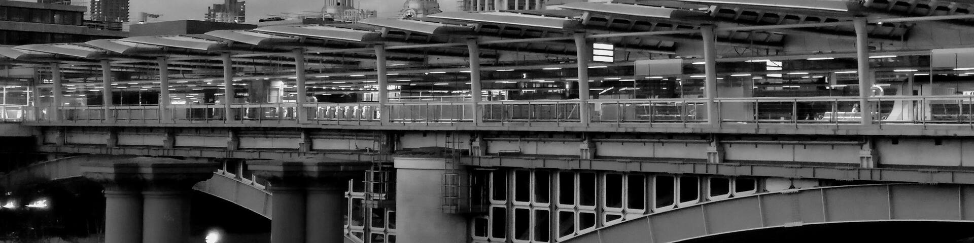 View from the bridge - Blackfriars station and St. Paul's Cathedral