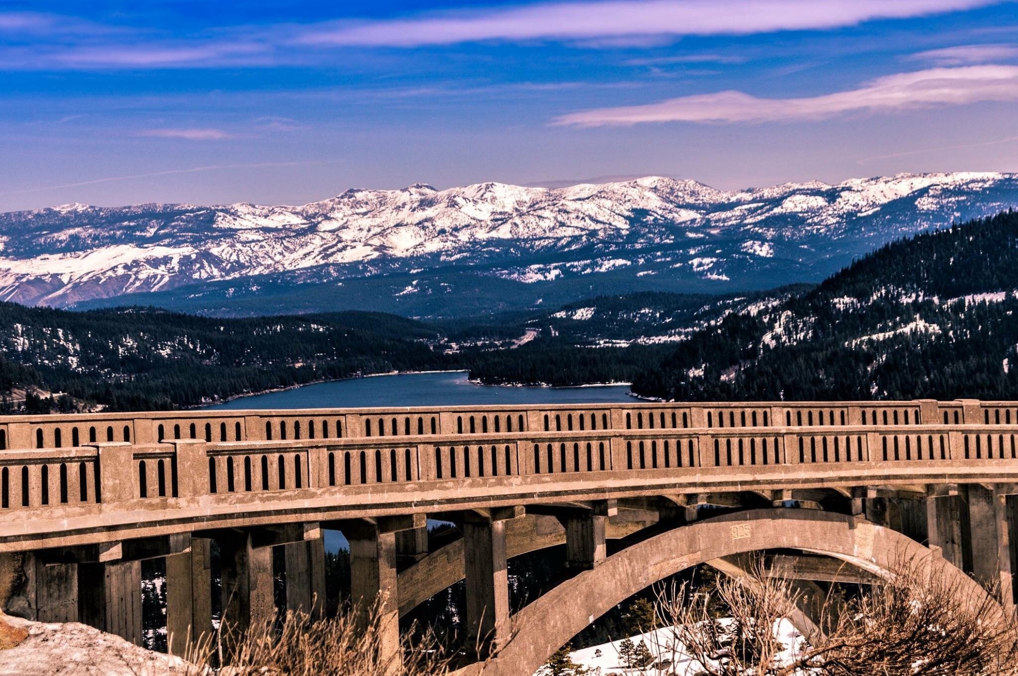 Looking out over the bridge out to Lake Tahoe and the mountains in the background so magnificent!!