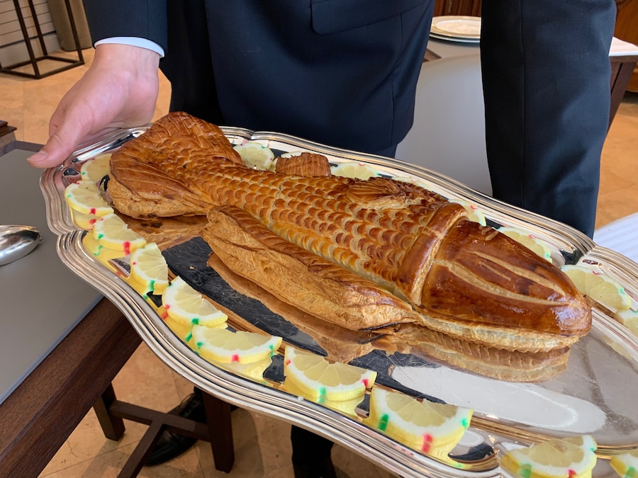 Iconic fish dish of the legendary chef Paul Bocuse. Served for two, you’ll get an entire sea bass stuffed with scallops mousse and baked inside a decorative puff pastry. Don’t worry - even as great as this looks, it tastes even better!