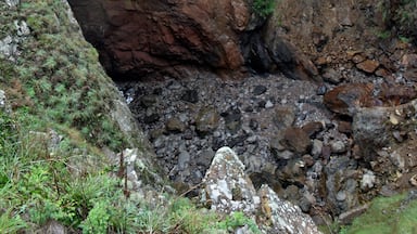 This is the 'Devils Hole' St Mary in Jersey, it was named such after a shipwrecks figurehead which looked like a devil ended up at the bottom of the hole. During the 1900's replica Devils were made and placed in hole. You have to walk down a number of winding paths and steps but at the viewing platforms you get a great view of the Jersey coastline.
