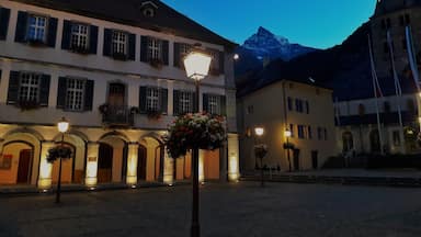 here is the Town of Saint-Maurice in Switzerland. This place is full of history, you can visit the Abbey and the medieval castle !  Also the cobbled street along the old town is lovely with good addresses and a good atmosphere.
kiss.