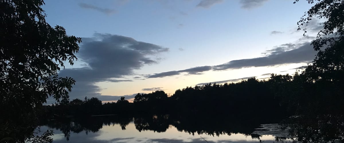 Dusk at Brasside fishery near Durham