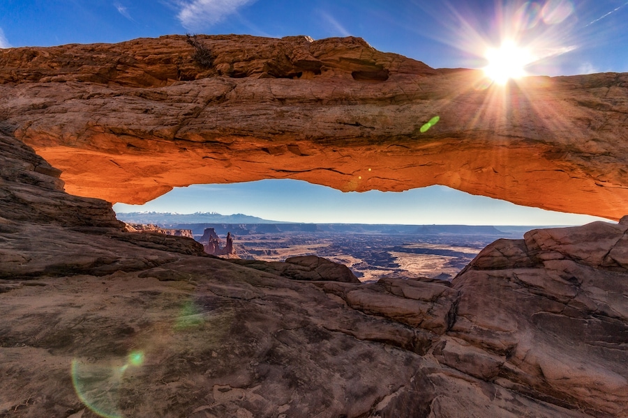 The Mesa Arch in Canyonlands National Park is one of the most photographed features of the Utah landscape. I loved the weird martian-like landscape in the canyon below the arch and then the snow-capped mountains in the distance.