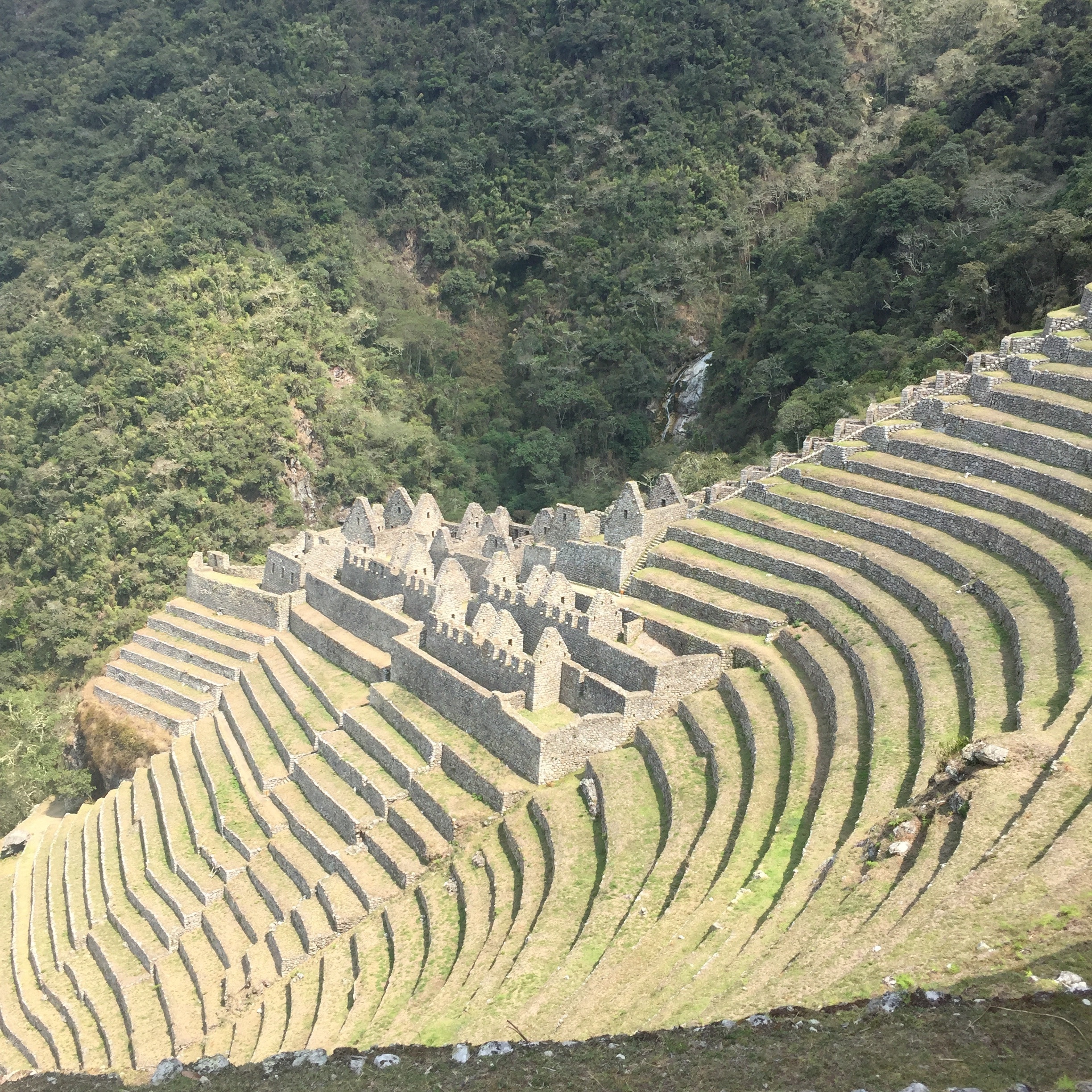 Inca Ruins on the trail to Machu Picchu. These impressive ruins hug the steep slope of the mountainside and provide fantastic panoramic views of the Andes. #stunningstructures