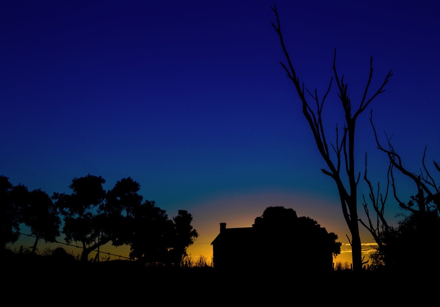 The end of a beautiful sunset behind a run down old cottage in Russells Rd Cororooke, NNW of Colac, Victoria. Was on my list of 'must photograph that one day' list.