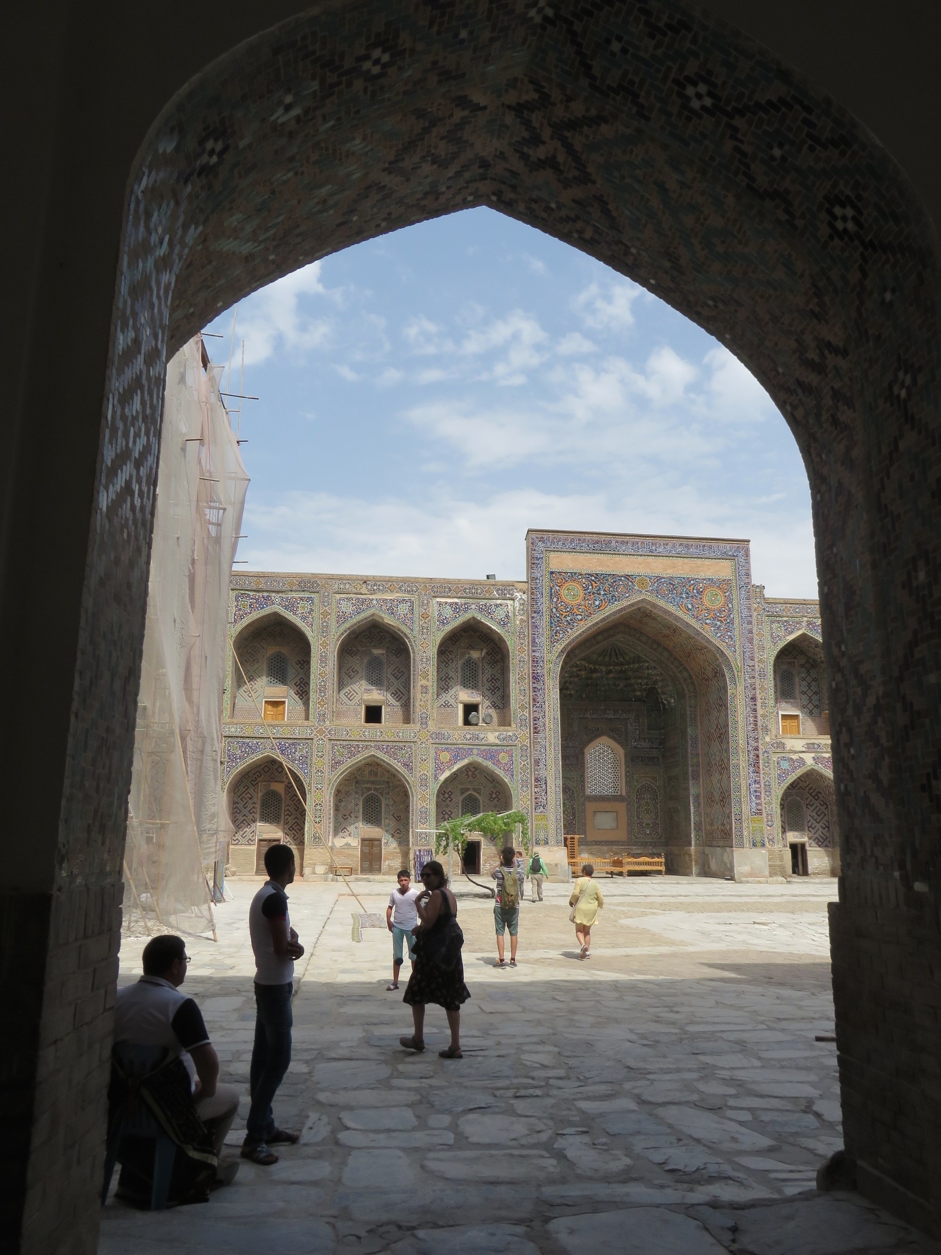 The Bibi-Khanym is also known as the Friday mosque. We were there just after the end of Ramadan when thousands of men would have crammed this space. The space under the arches was cool on such a hot day. 