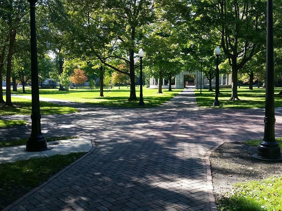 Tappan Square is a National Historic Landmark public park in the heart of Oberlin College in Ohio. It hosts many college and community events, including festivals, rallies and vigils.  It also happens to be my own "treadmill" across the street from work.  Fresh air and warm sun during my breaks.