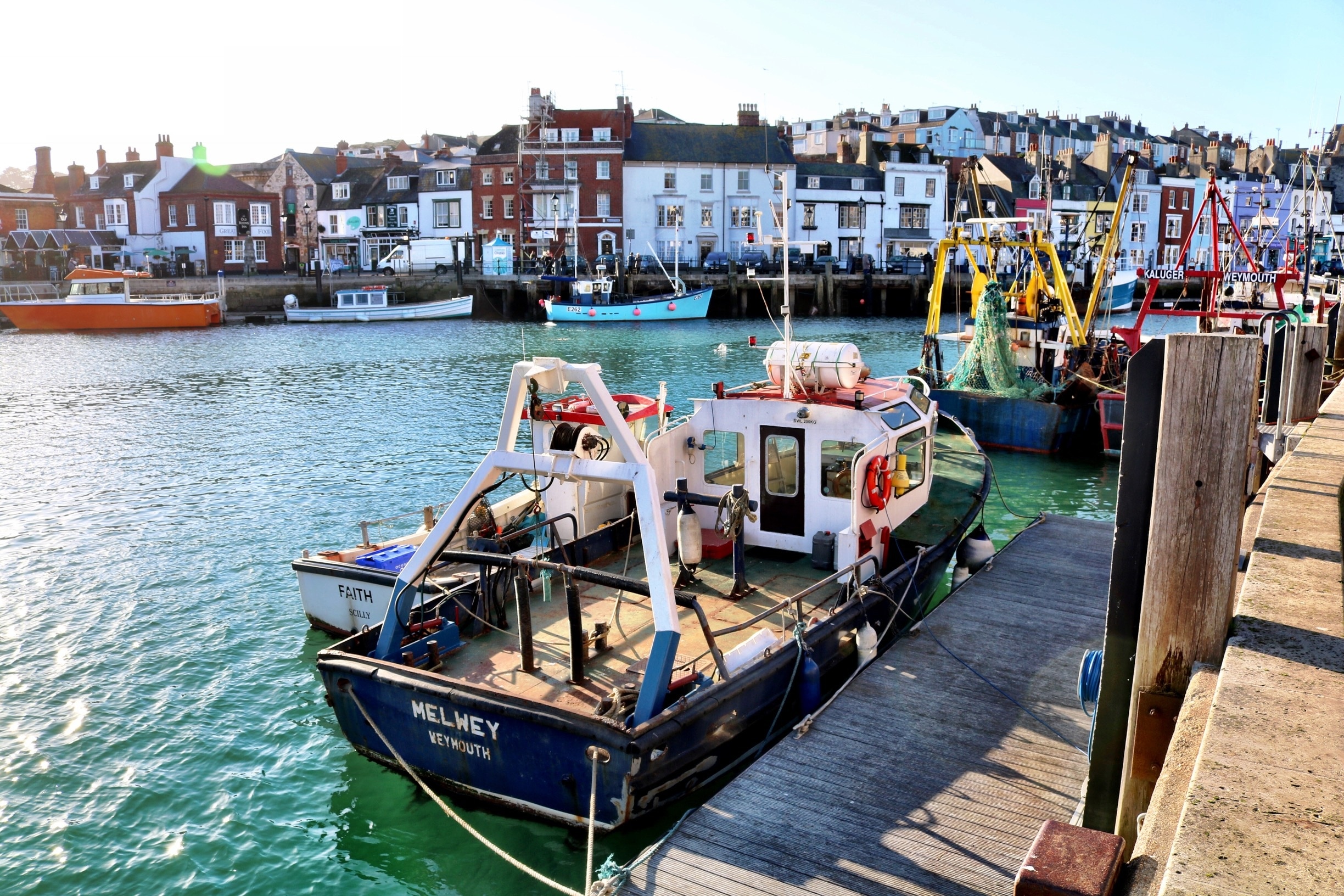 Weymouth Harbour and Marina. Sit outside the George Inn and watch the boats come and go. 