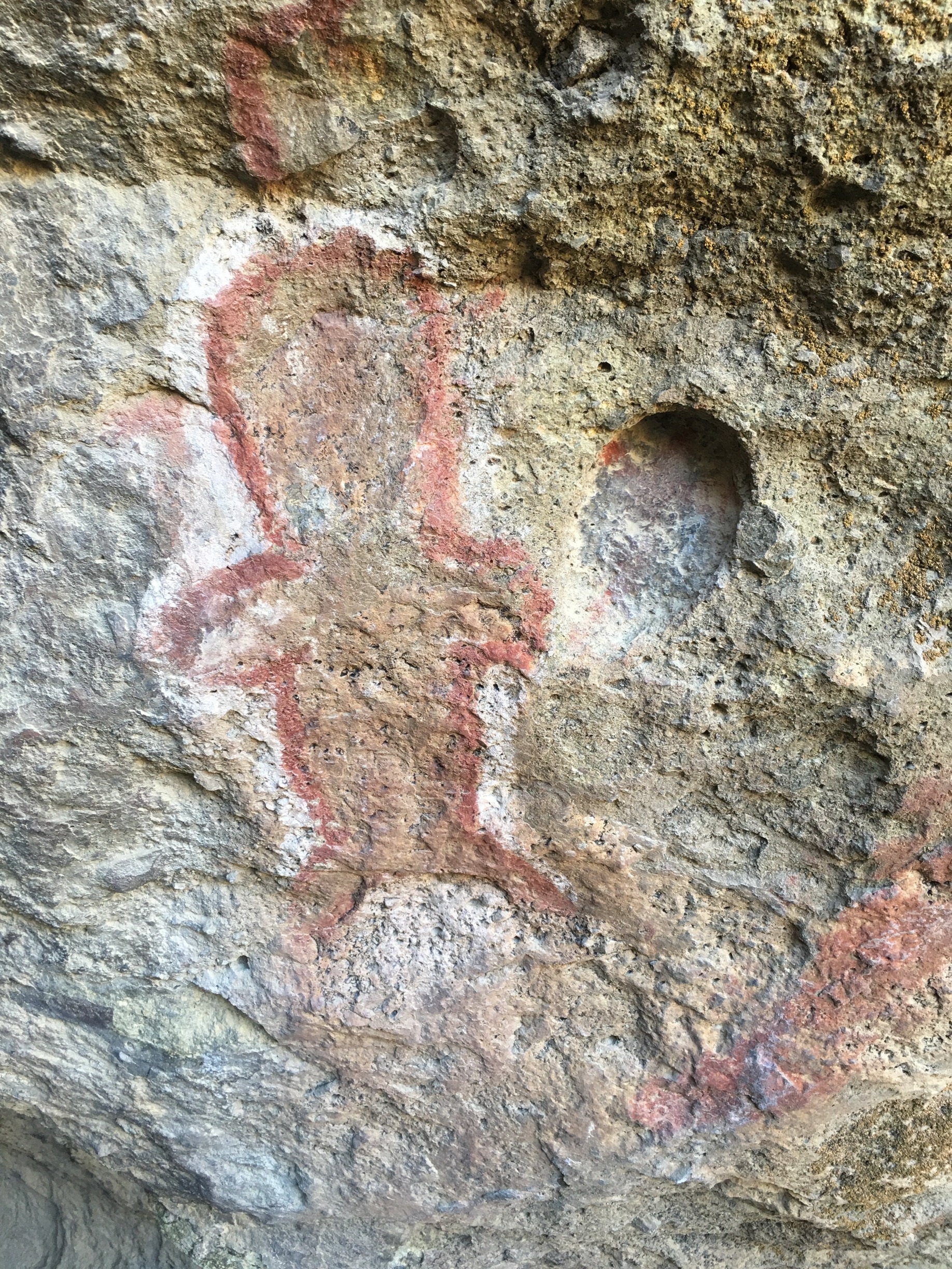 One of the many pictographs inside Ceremonial Cave, also known as Creation Cave or Teddy Bear Cave. 