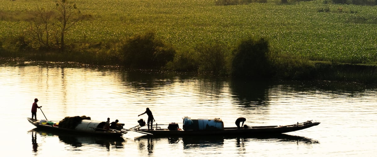 Morning shot taken from a moving train traveling north from south in Vietnam