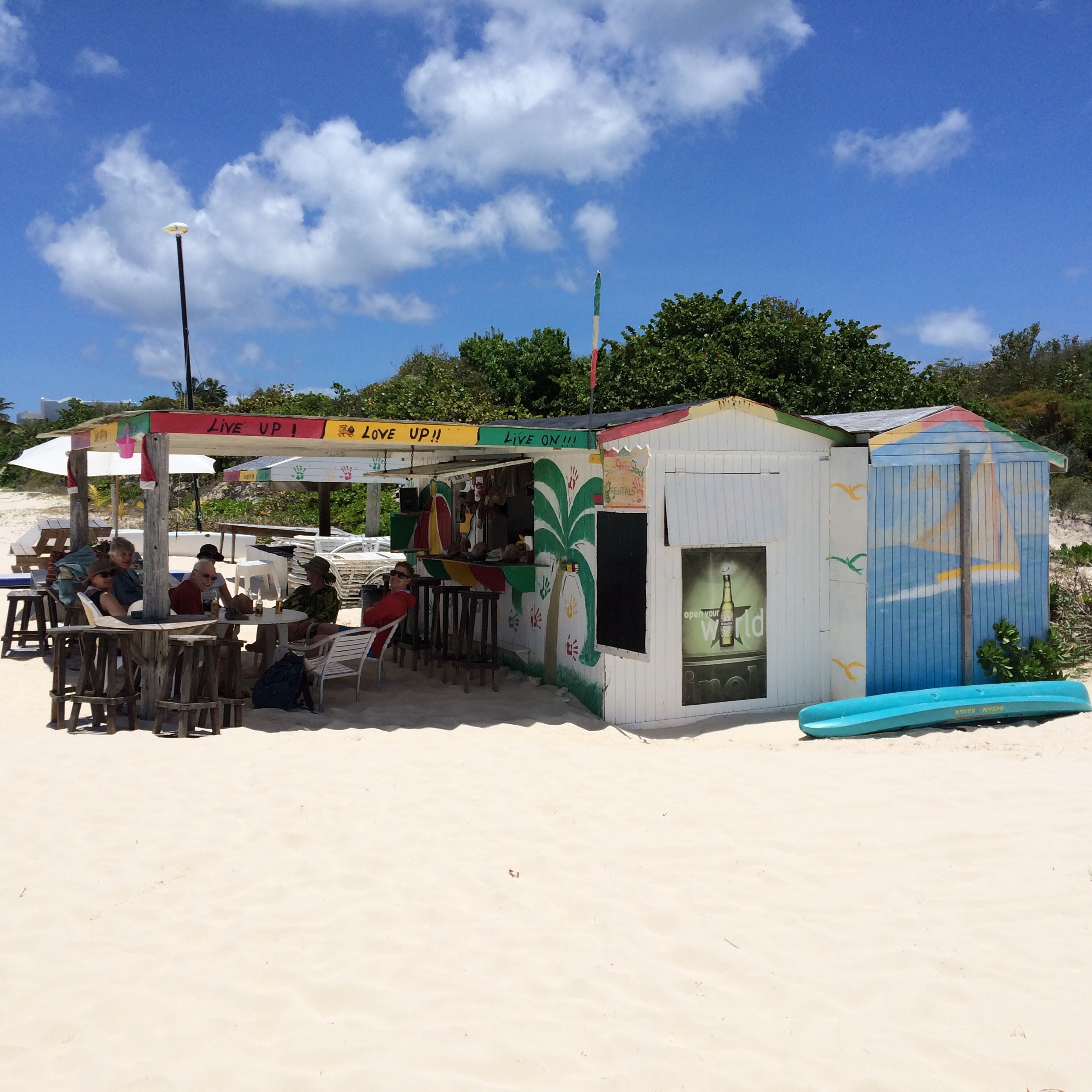 Good walk down the beach for great BBQ, exotic drinks and yes, really cold beer. Best host on the island! 