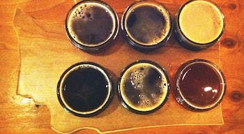 A flight of beers from Kulshan Brewing served on a cute Washington state shaped platter.

Located in Bellingham, Kulshan is a great spot to grab a beer, chill on their awesome patio and listen to live music.

They have rotating food trucks outside or you can bring food from elsewhere and eat there. Bonus: Trader Joes is a block away so you can load up on snacks, grab a table and some beers at Kulshan and hang out!

#beer #bellingham #america 