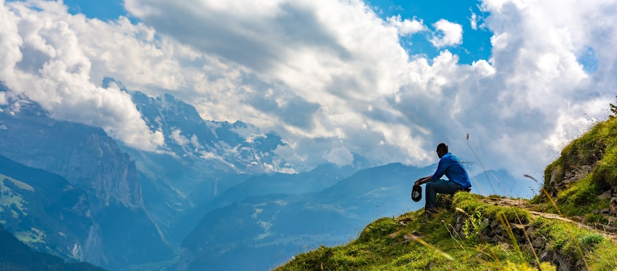 The "Panorama Hike" is the most popular of the trails on Schynige Platte, but just past the Daube guide post about 30 minutes before you return to the Schynige Platte rail station - there is a short path the veers to the left and around a bend and overlooking a valley.
It is the perfect spot to stop and take a moment to really appreciate the beauty of the scenery that is laid out before you. #BVSBlue