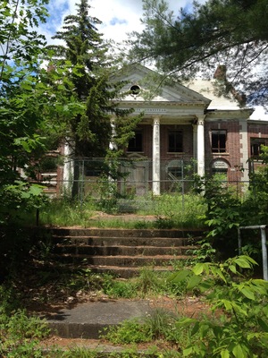 Front view of the Saratoga County Homestead in Providence NY. A tuberculosis Sanatorium from 1914-1960. Such a remarkably beautiful building. Too bad it sits to deteriorate and continues to be abused by vandals. A forgotten important era in history.