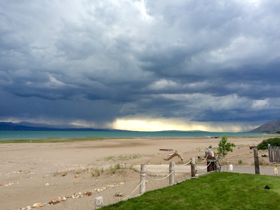 Watching a storm approach on the west side of Bear Lake. It created amazing lighting. #trovember