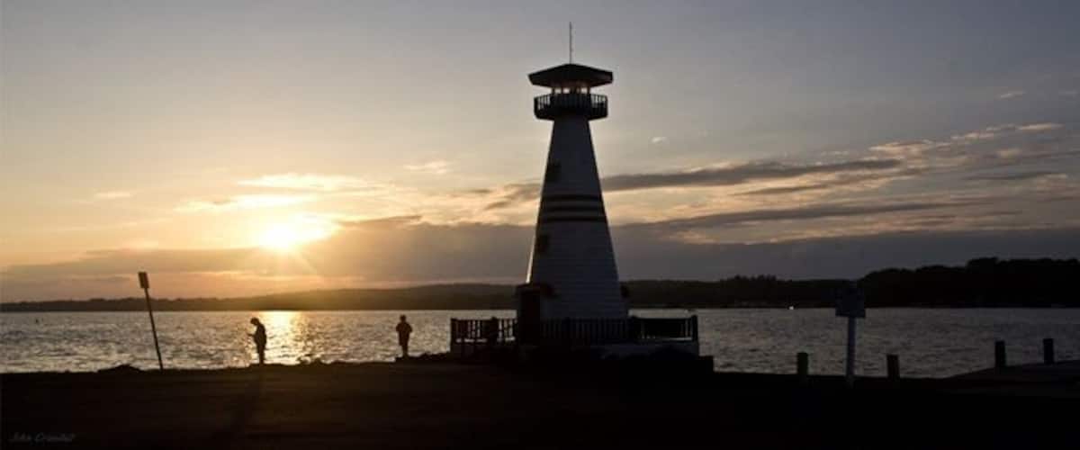 Sunset on Chautauqua Lake. A ride on the Summer Wind or fish from the shore is a great way to spend the afternoon.  Celeron is also the birth town of Lucy Ball.
