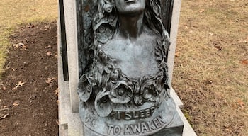 Side view of the beautiful memorial to the first dentist to use nitrous oxide— he had quite a tragic tale of addiction, violence, and suicide so check out the audio tour!