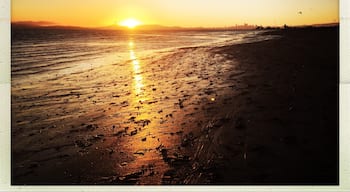 Sunset over the kite surfing beach in Alameda