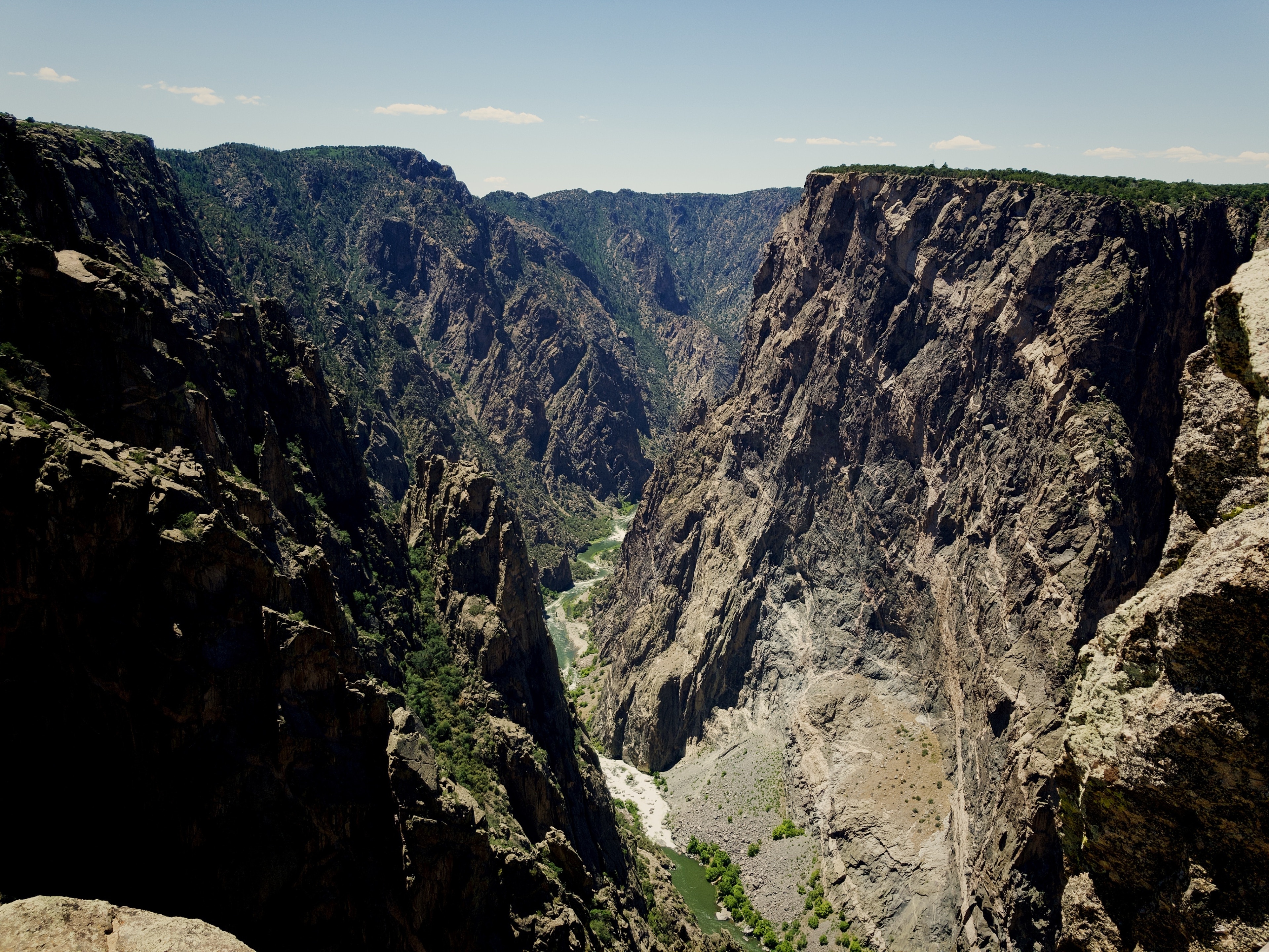 Black Canyon of Gunnison. Magnificent. Just dizzying in its beauty.  A sign there told us that the Empire State Building would only come halfway up the Painted Wall!