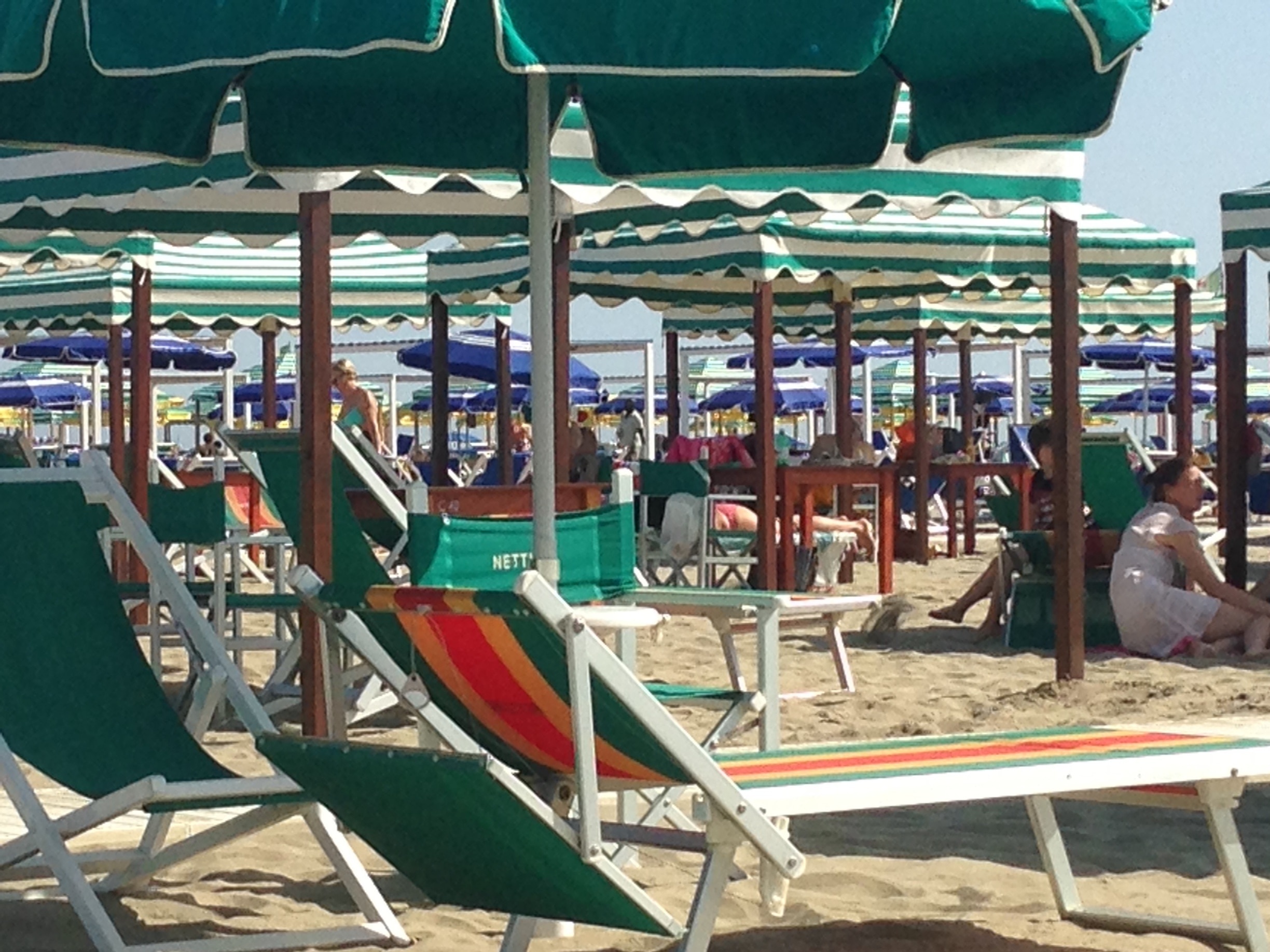 Beaches of Marina di Pietrasanta are lined with beach clubs where you must pay a small fee for access. They range from just a few euros, like this one, to the more luxurious ones that are quite expensive. Still makes for a lovely day at the beach.