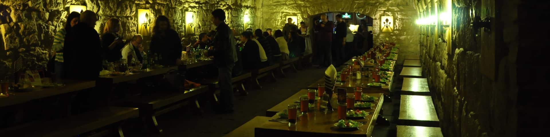 Robert Doms Beer House ... this restaurant is three stories underground and attached to Lviv's Beer Museum and the Lvivske Brewery, which celebrated it's 300th anniversary in 2015.  Good food, great beer, neat experience!  It's easily walkable from the historic heart of the center too.