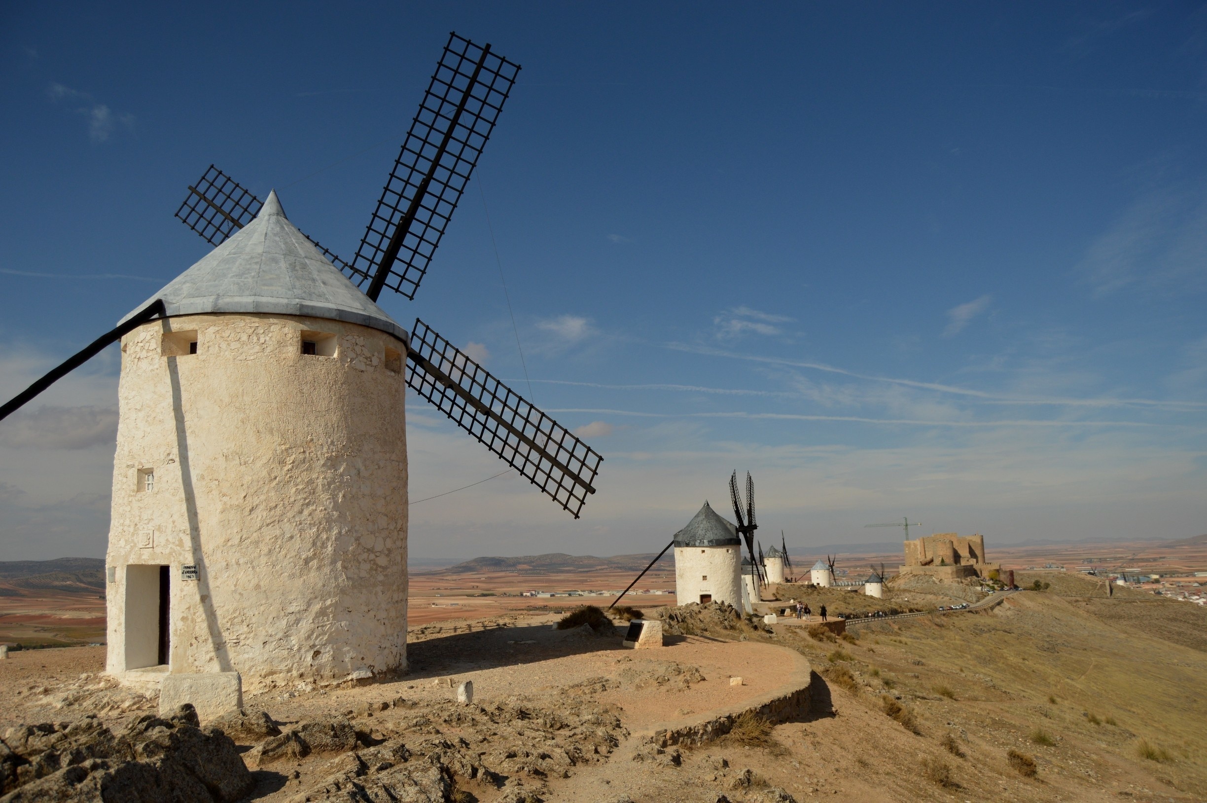 Consuegra is a little town about 150 km south of Madrid. It is known for its windmills referenced in Cervantes' Don Quixote.  Also, the views from the top of the mountain on which they stand are spectacular. #troveon