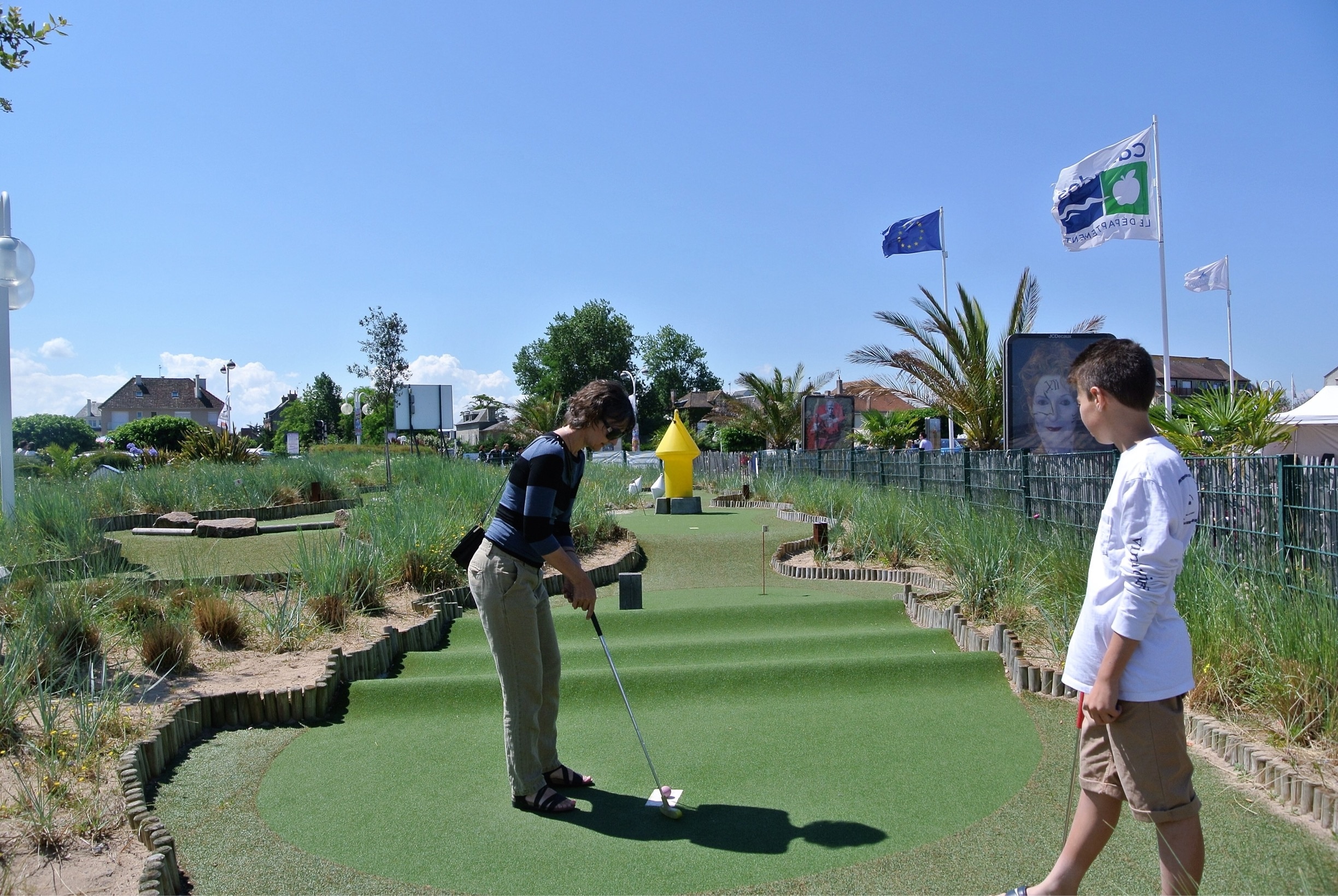 Best mini golf in Normandy.👨‍👨‍👧 
Town of Ouistreham was an unexpected surprise next to beach. 