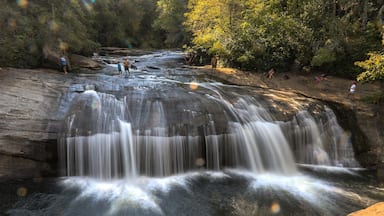 Beautiful Turtleback Falls where you can swim over the falls.
View a video of the falls here:  https://www.hdcarolina.com/episode/turtleback-falls