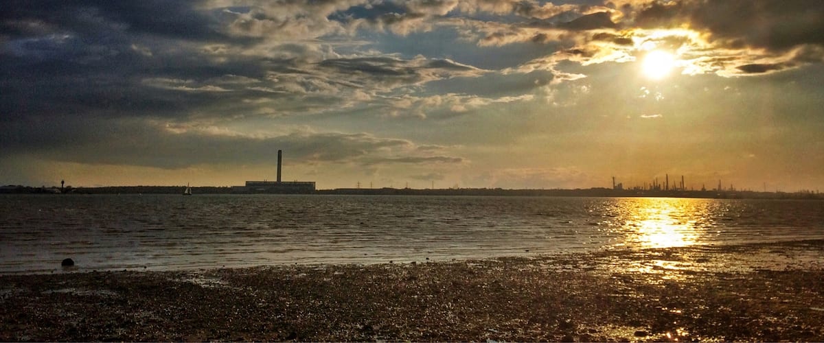 Great sunset over The Solent and Fawley power station.