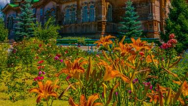 The stunning and spectacular Russian Orthodox Holy Trinity Cathedral in Karakol, Kyrgyzstan.