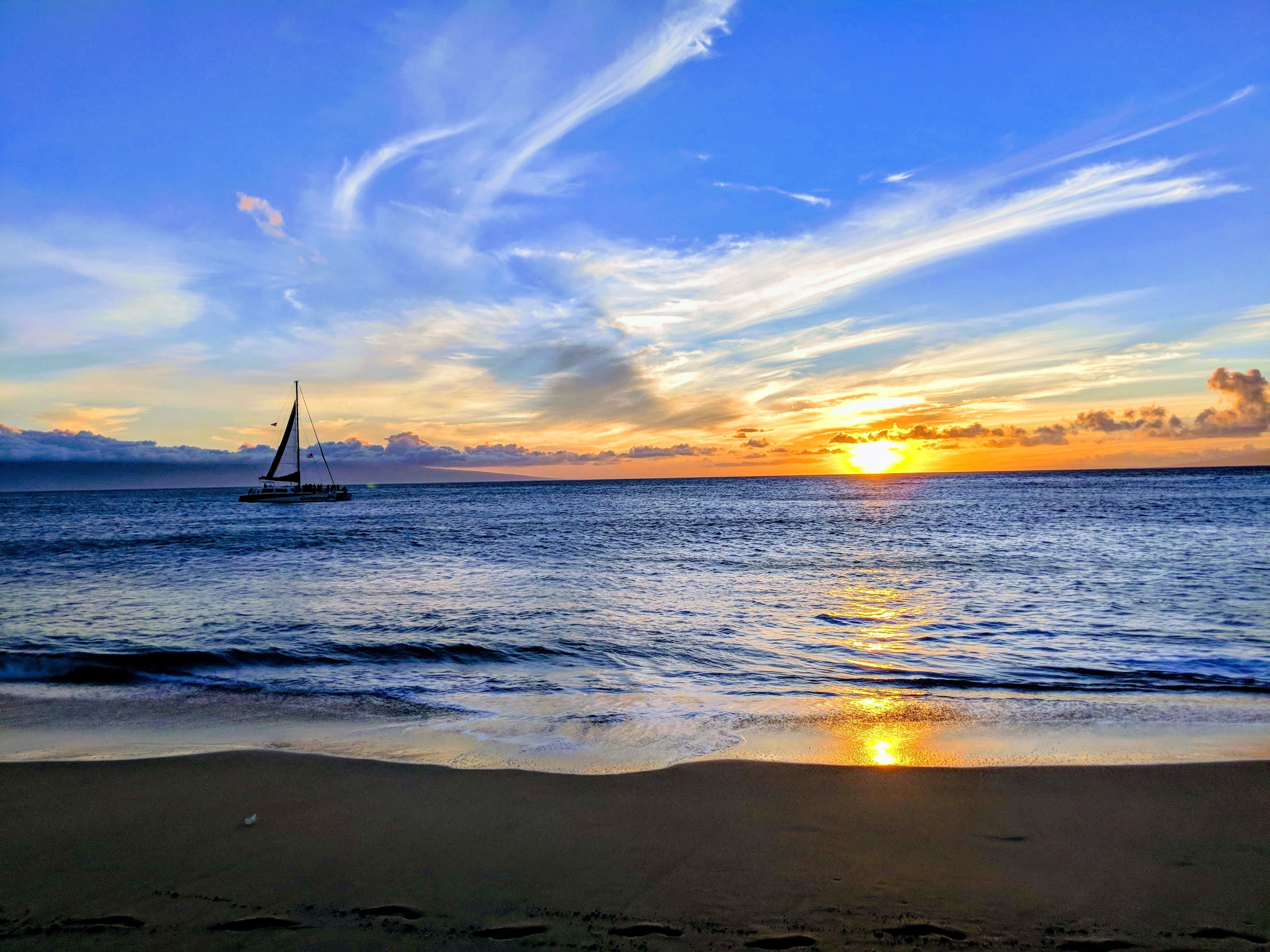 KSFBHC Tramonto del Mare della Spiaggia dell'Oceano delle Hawaii