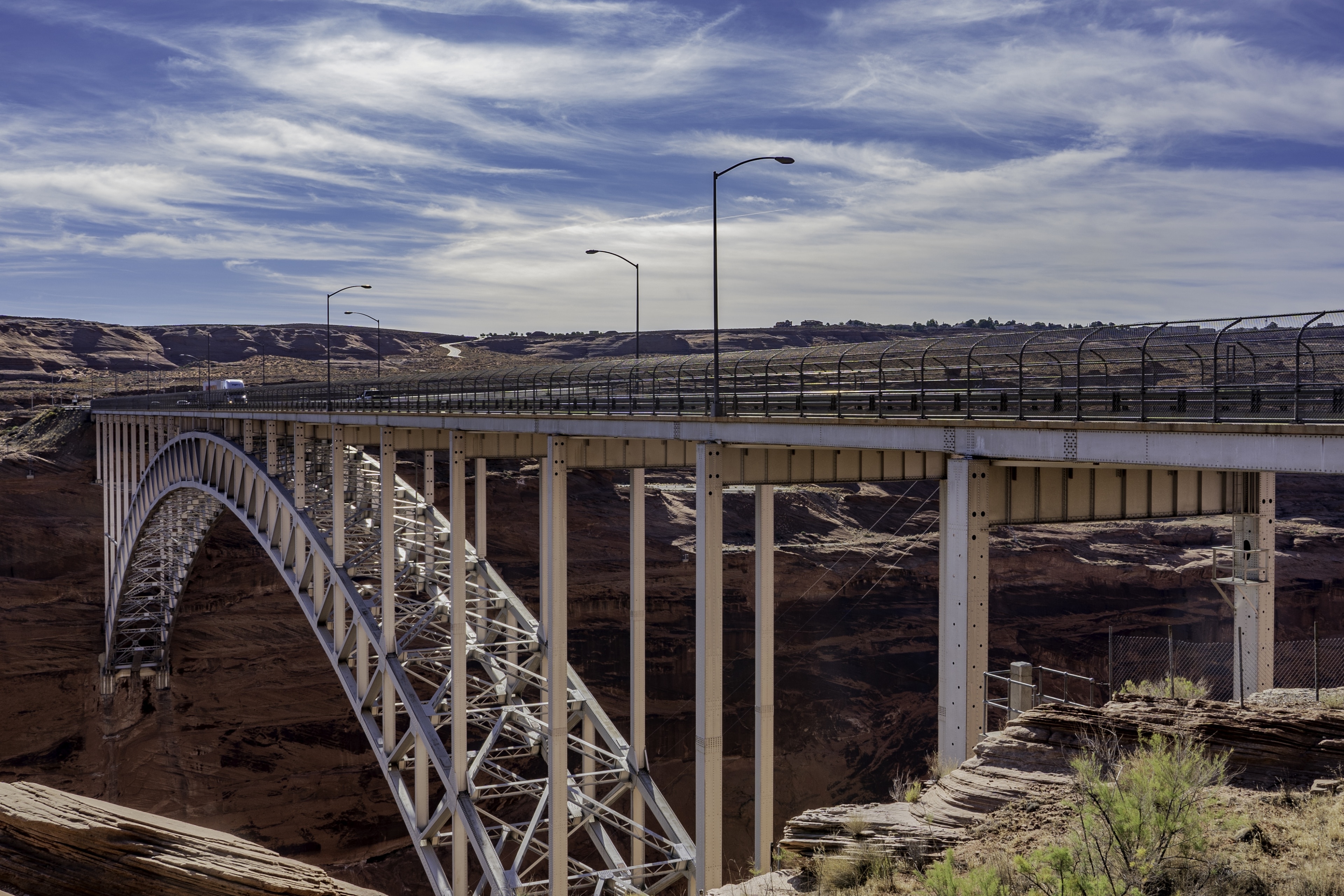 The Glen Canyon Dam Bridge connects Highway 89 to the city of Page, Arizona.  I love taking pictures of all kinds of bridges, especially arch bridges.  I definitely encourage anyone in Page not just to see the bridge, but see Lake Powell and the Glen Canyon Dam as well.