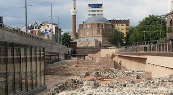 View of Sofia's mosque from the ruins of the old town of Serdika just outside the central metro station.