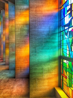 Stained Glass colors in the Chapel of Mount St. Benedict Monastery