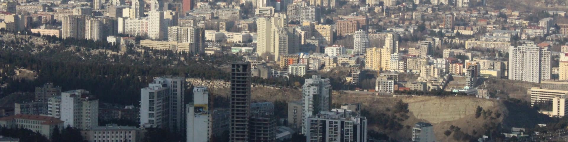 View of the Saburtalo area - along with the Nutsubdize Plateau - of the city of Tbilisi, Georgia.
View from an aerial tram station located at Turtle Lake.