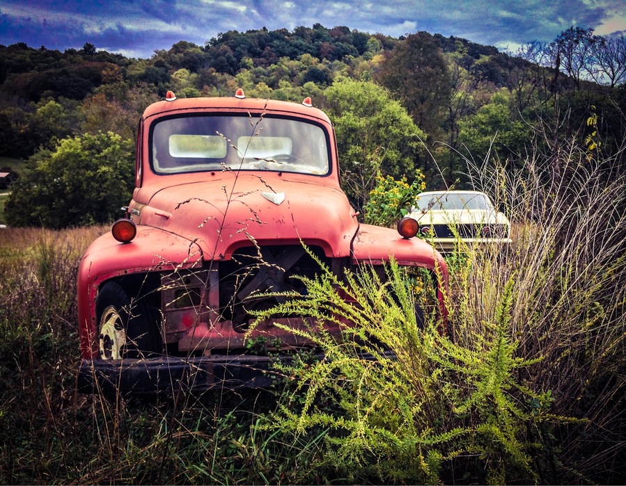 A random find driving around the countryside....abandoned vintage truck. #colorful