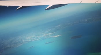 Flying low over the Great Barrier Reef!