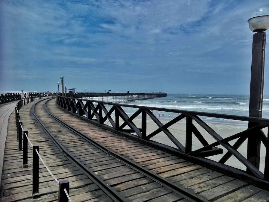 Pimentel port in Chiclayo City. You can see the rails byte where the train passed to the end of the port. #blue