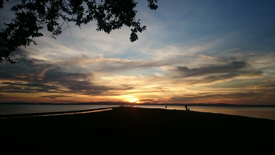 On the lake Nicaragua, ometepe island is formed out of two volcanos, the only place you can see both volcanos is Punta jesus maria. Extreme pretty place and ideal for watching the sunset