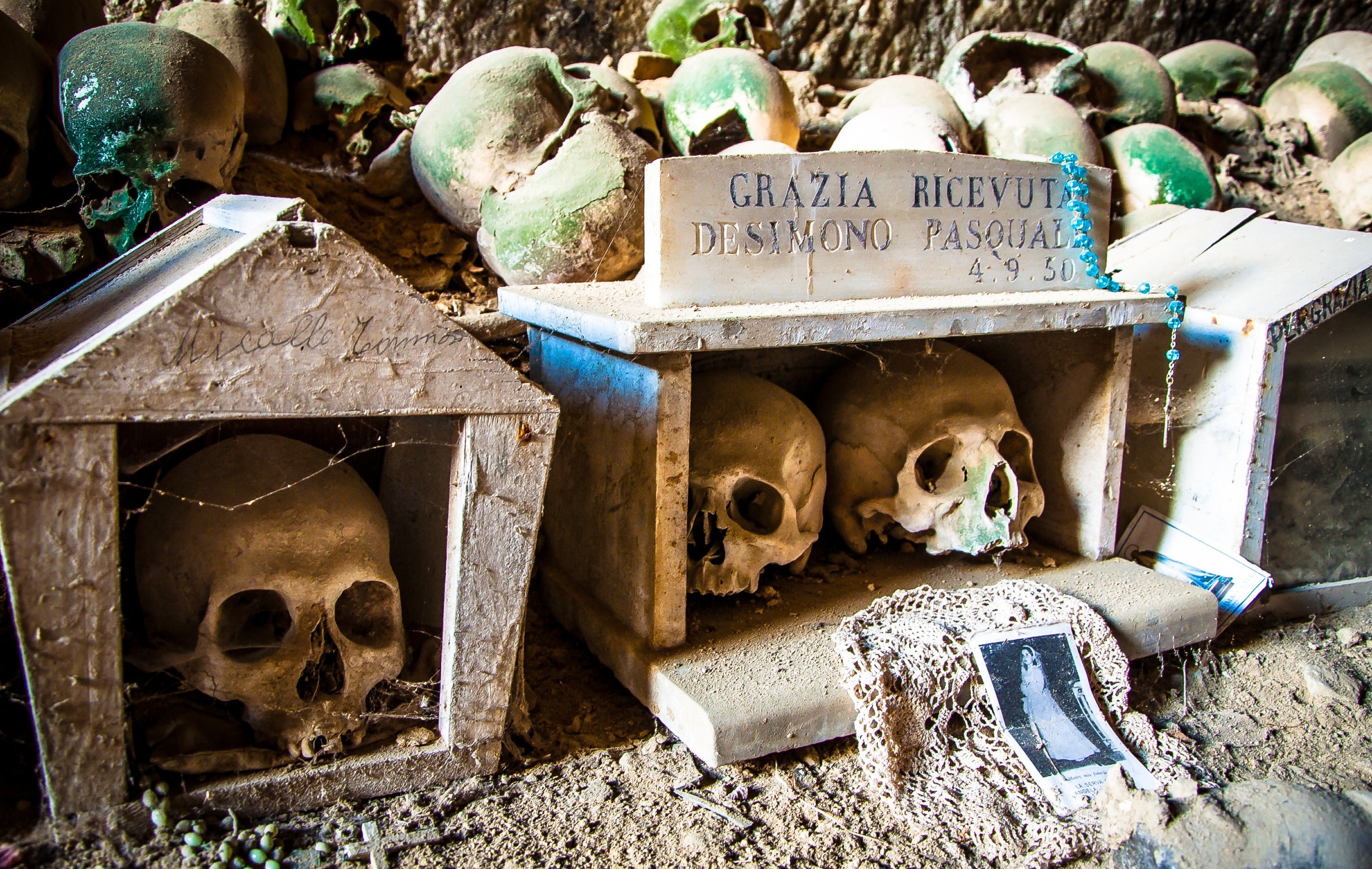 The Fontanelle cemetery in Naples is a charnel house, an ossuary, located in a cave in the tuff hillside in the Materdei section of the city. It is associated with an important chapter in the folklore of the city.