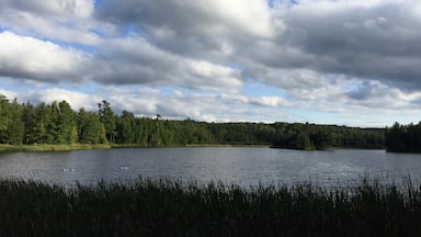 The lake at Pattison State Park. Beautiful to sit by in the late afternoon. Nice CCC buildings to check out too. You can walk to both big and little manitou falls from the lake on beautiful hiking trails. 