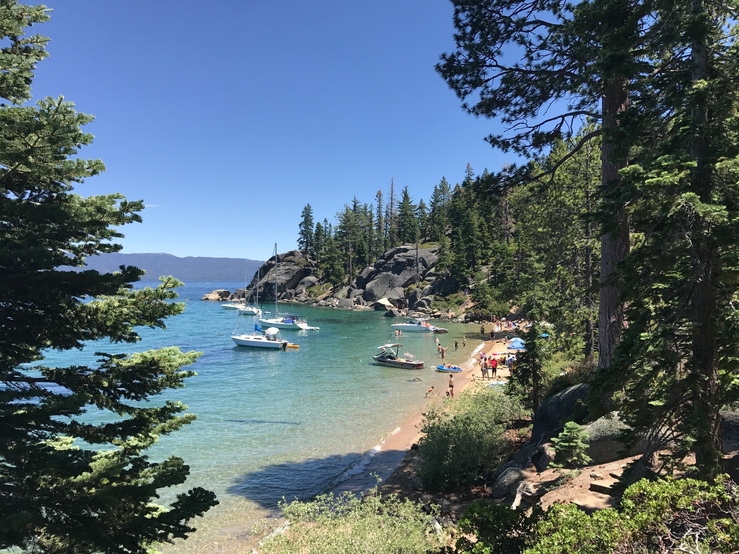 Gorgeous view of Rubicon Point with a very full Lake Tahoe
