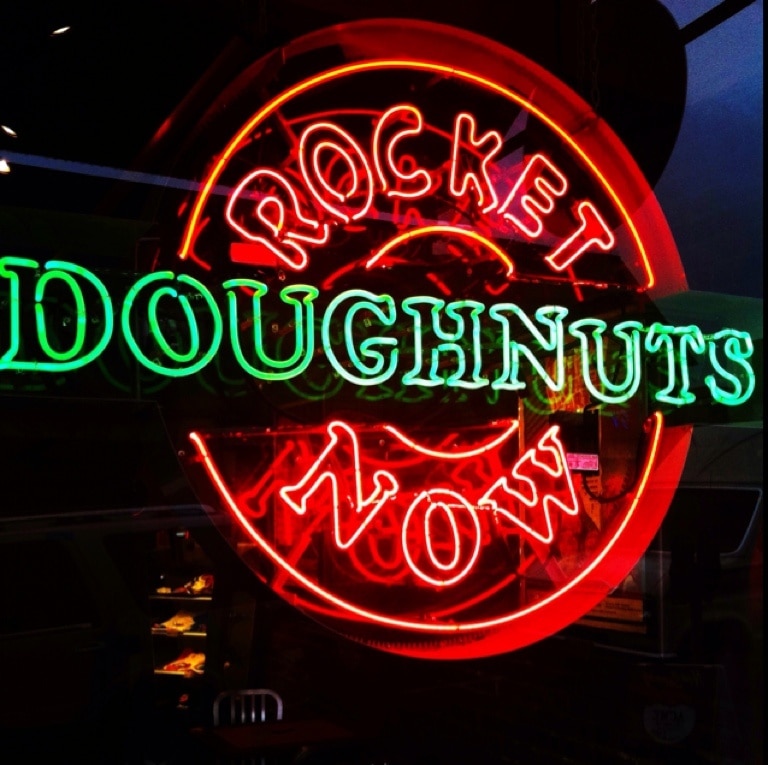 Good donuts in a fun, b-movie sci-fi themed cafe. Classic Flash Gordon episodes were showing the other day.